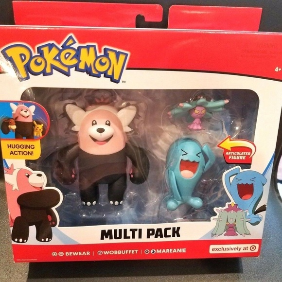 New Pokemon Multi Pack 3 Figure Set Bewear Wobbuffet Mareanie